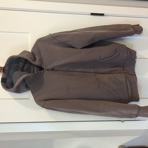 Calvin Klein Fleece Lined Zip Up Hoodie Mens Medium Gray w/ Stain